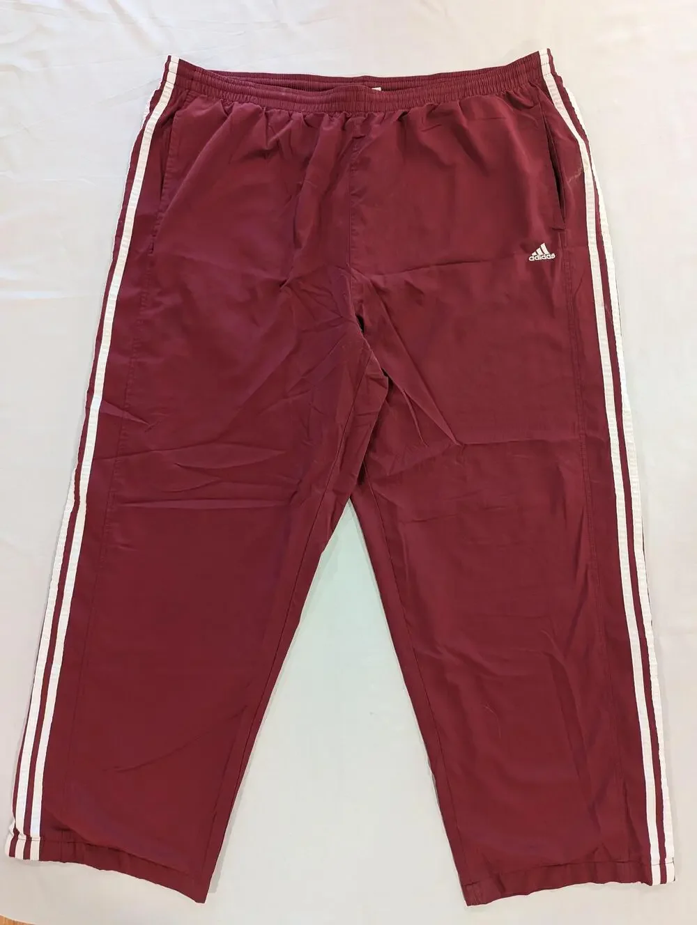 Adidas Track Pants Mens 2XL Red 3-Stripes Zip Ankle Mesh Lined Athletic Gym